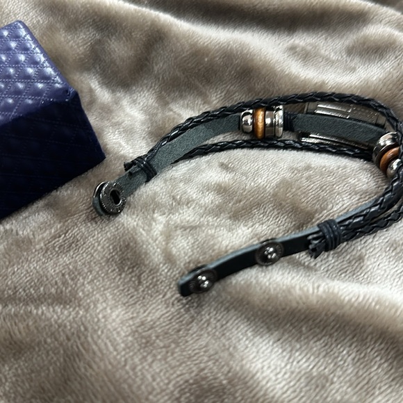 Vintage American Flag Snap Buckle Braided Leather Bracelet Red White Blue SALE - Picture 9 of 14